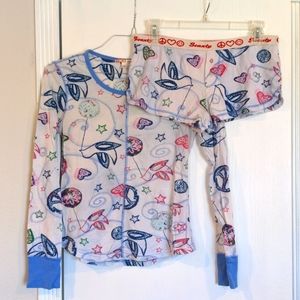 soft cozy patterned pj set
